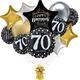 Premium Sparkling Celebration 70th Birthday Foil Balloon Bouquet with Balloon Weight, 13pc